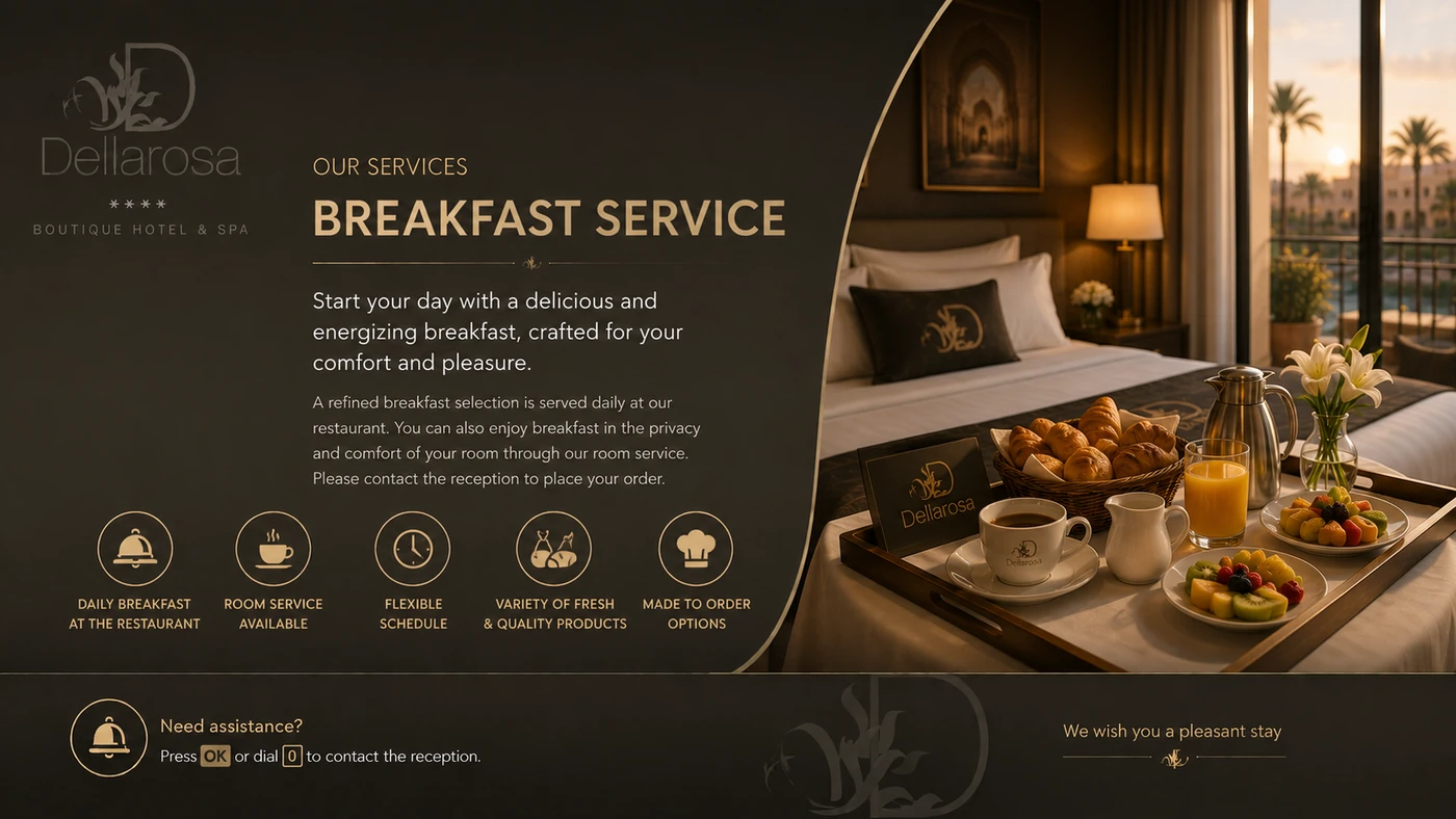 Dellarosa breakfast service screen created for RISTV interactive TV